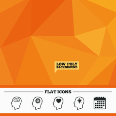 Head with brain icon. Male human symbols.