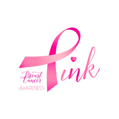 Vector illustration of breast cancer ribbons and heart awareness background