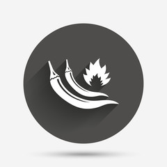 Hot chili peppers sign icon. Spicy food symbol.