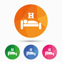 Hotel sign icon. Rest place. Sleeper symbol.