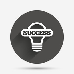 Light lamp sign icon. Bulb with success symbol