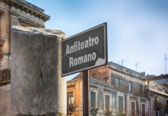 Fototapeta premium Sign for the Roman Amphitheater