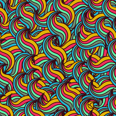  vector seamless abstract hand-drawn pattern. Hand drawn seamless wave background,  Wave patterns . 