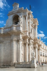 Travel Photography from Syracuse, Italy on the island of Sicily. Cathedral Plaza.