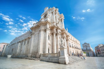 Travel Photography from Syracuse, Italy on the island of Sicily. Cathedral Plaza.