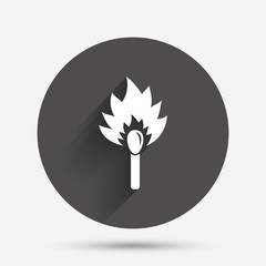 Match stick burns icon. Burning matchstick sign.