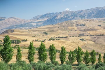 Inland  landscape of Sicily in summer day, Sicily island Italy