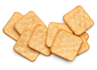 Dry cracker cookies isolated on white background cutout