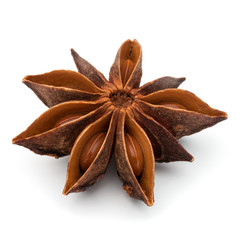 Fototapeta premium Star anise spice fruit and seeds isolated on white background cl