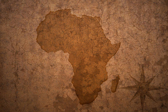 africa map on vintage crack paper background