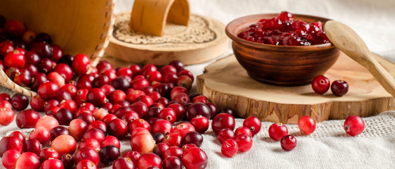 Fresh berries cranberry and jam cranberry