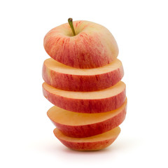 Red sliced apple isolated on white background cutout
