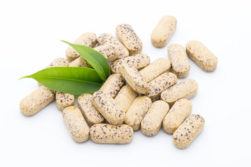 Alternative Medicine. Vitamin capsules. Homeopathic supplement.