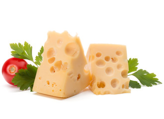 Cheese block isolated on white background cutout