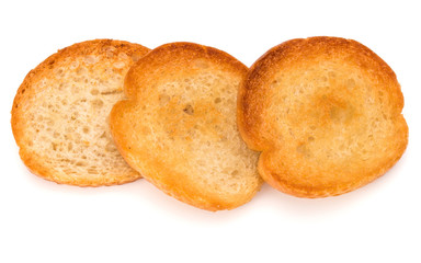 crusty bread toast slices isolated on white background cutout