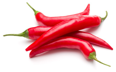 red chili or chilli cayenne pepper isolated on white  background