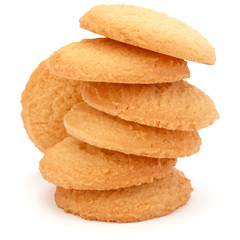 stacked short pastry cookies isolated on white background