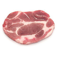 Raw pork chop meat isolated on white background cutout