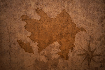 azerbaijan map on vintage crack paper background
