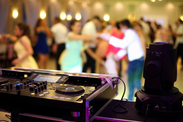 Fototapeta na wymiar Dancing couples during party or wedding celebration