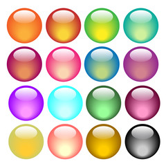 Colorful glossy button collection over white background