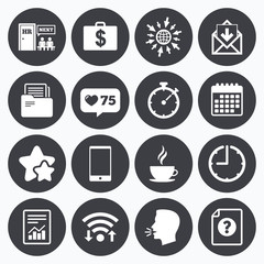 Office, documents and business icons.