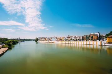 Fototapeta premium Embankment Of The Guadalquivir River In The City Of Seville, And