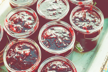 Jars With Sweet Tasty Yummy Red Jam