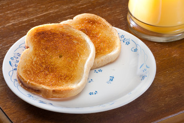 toast and orange juice in the morning
