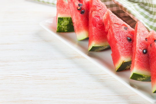 watermelon slices on the plate