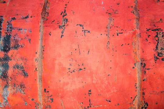 Old Red Steel Plate Background