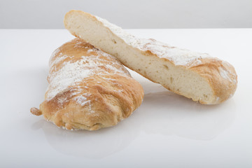 fresh bread on white