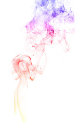 The movement of smoke cigarettes on a white background .