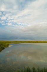Landscape with river and sky  clouds