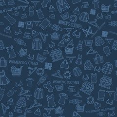  seamless pattern, Many object purchased in the shop. Shopping  background concept. In flat thin lines outline style icons with shop 