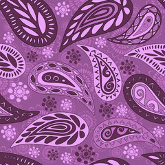 Seamless pattern based on traditional Asian elements Paisley. Vector template