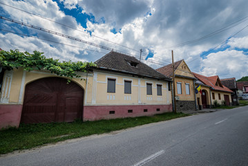 Fototapeta na wymiar typical house facade in Saxon Sibiel village in Romania