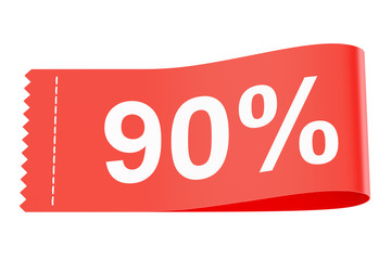 90% discount clothing tag, 3D rendering