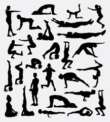 Fitness male and female bundle silhouette. Sport activity, good use for symbol, logo, web icon, mascot, sign, sticker design or any design you want.