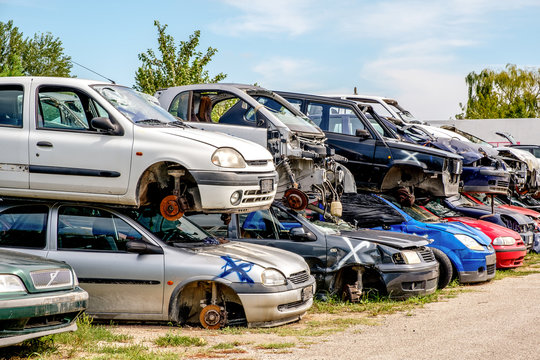 crashed cars junkyard