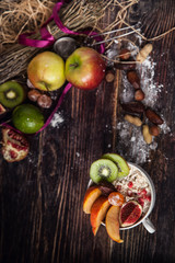 Oatmeal with berries, fruits and nuts