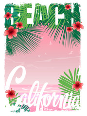 California beach t-shirt graphics, vectors
