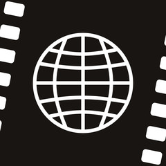 Flat paper cut style icon of globe