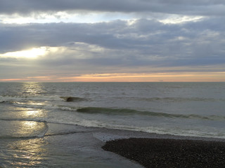 Sea tide at sunset, beautiful clouds