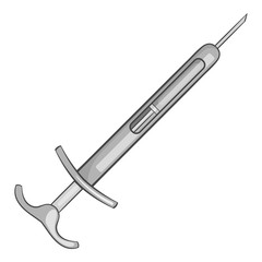 Syringe icon in black monochrome style isolated on white background. Medical care symbol vector illustration