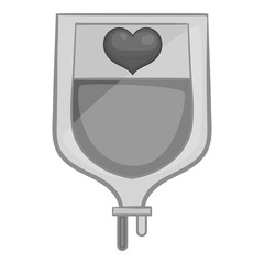 Blood donation icon in black monochrome style isolated on white background. Charity symbol vector illustration