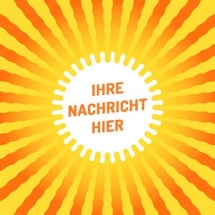 Rund Sommer gelb und orange Sunburst-Frame-Hintergrund.