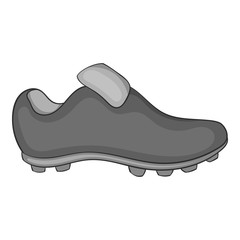Football boots icon in black monochrome style isolated on white background. Shoes symbol vector illustration