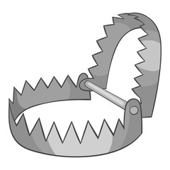 Trap icon in black monochrome style isolated on white background. Hunting and outfitting symbol vector illustration