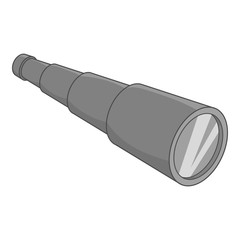 Spyglass icon in black monochrome style isolated on white background. Observation symbol vector illustration